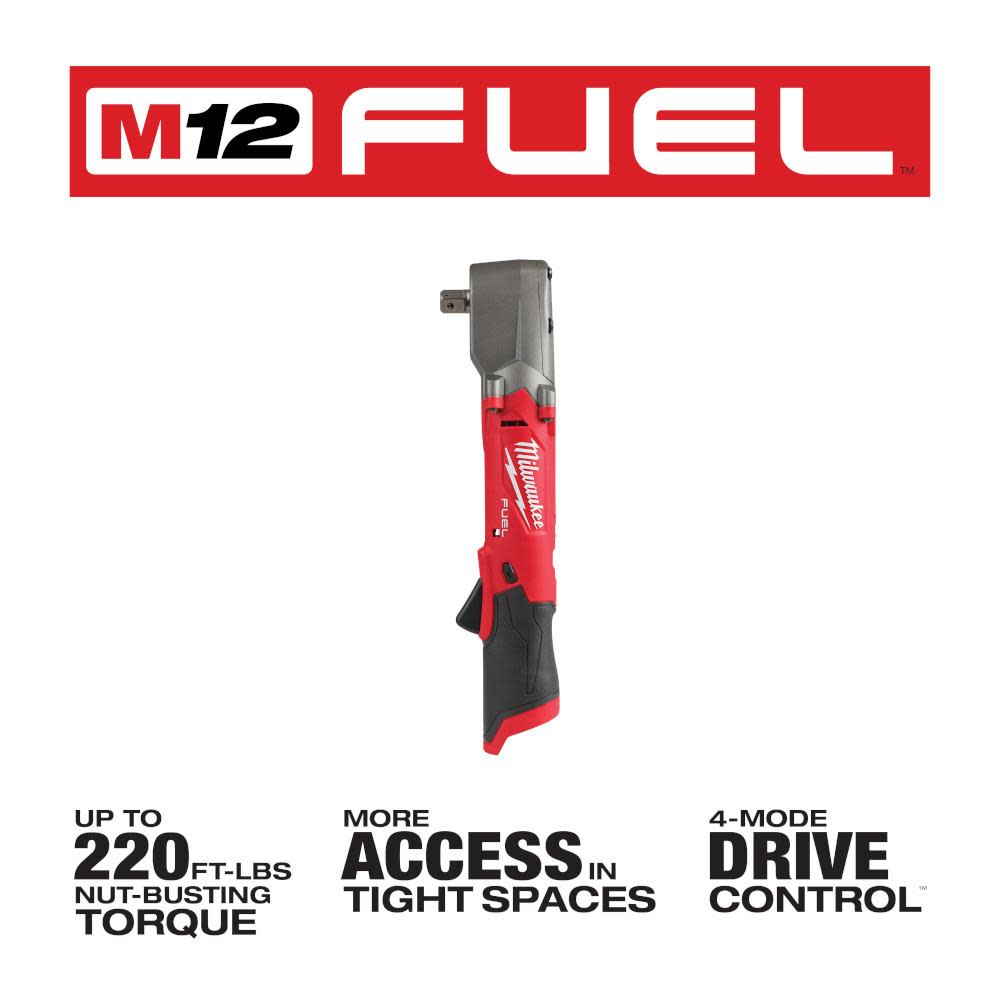 Milwaukee M12 FUEL 1/2″ Right Angle Impact Wrench with Pin Detent - Flockneti