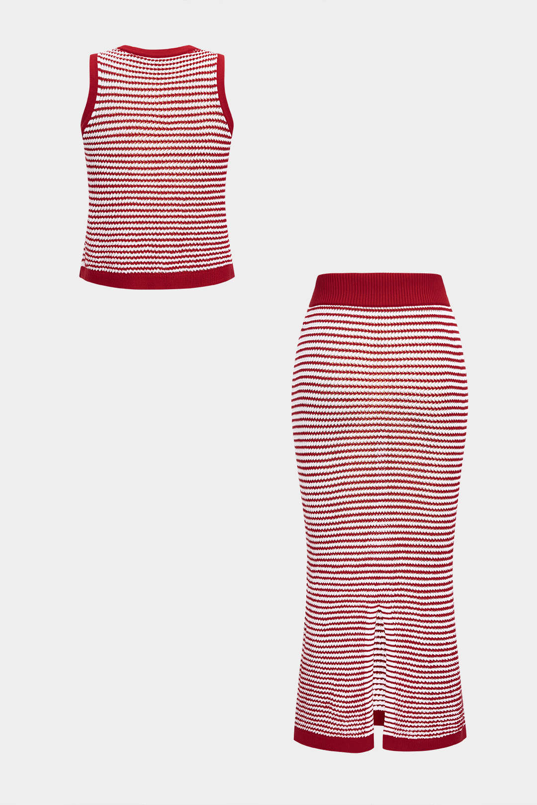 Knit Contrast Tank Top And Skirt Set - Flockneti