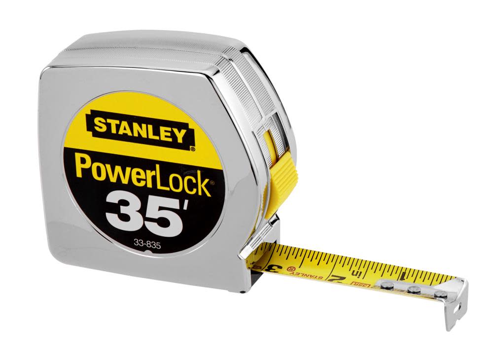 Stanley 35Ft x 1In Chrome Case PowerLock Classic Tape Measure - Flockneti