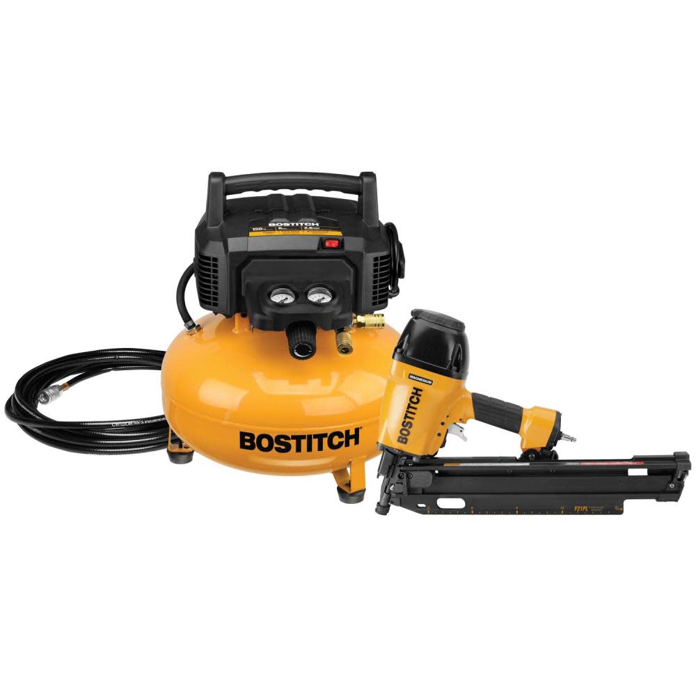 Bostitch 21 Pneumatic Framing Nailer Compressor & Hose Combo Kit - Flockneti