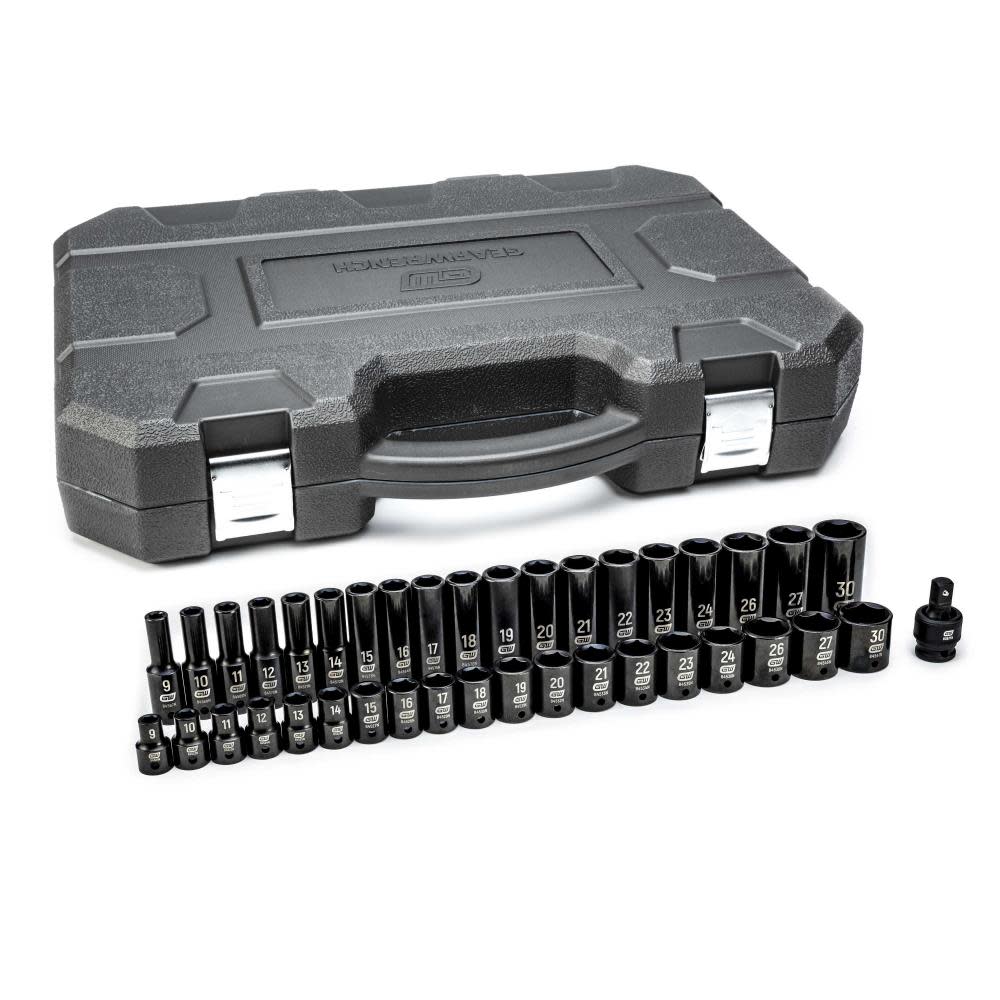 GEARWRENCH Impact Socket Set 39 pc 1/2 In Drive 6 Point Metric Standard/Deep - Flockneti