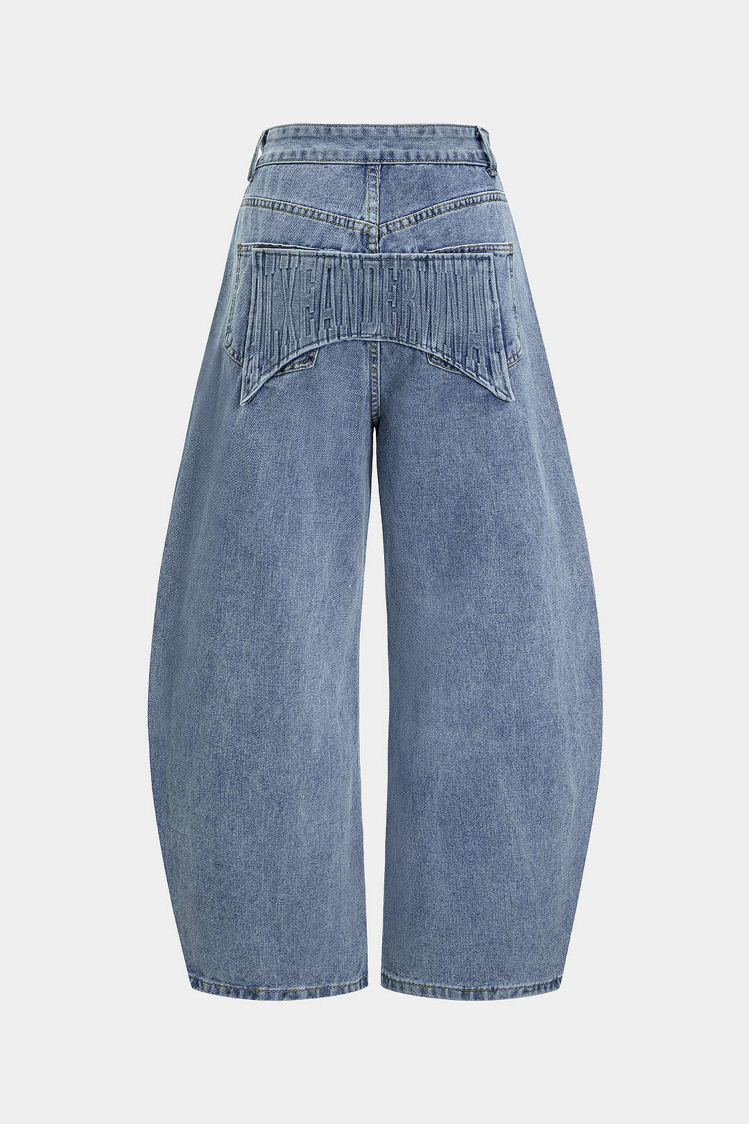 Denim Pocket Zipper Barrel Jeans - Flockneti