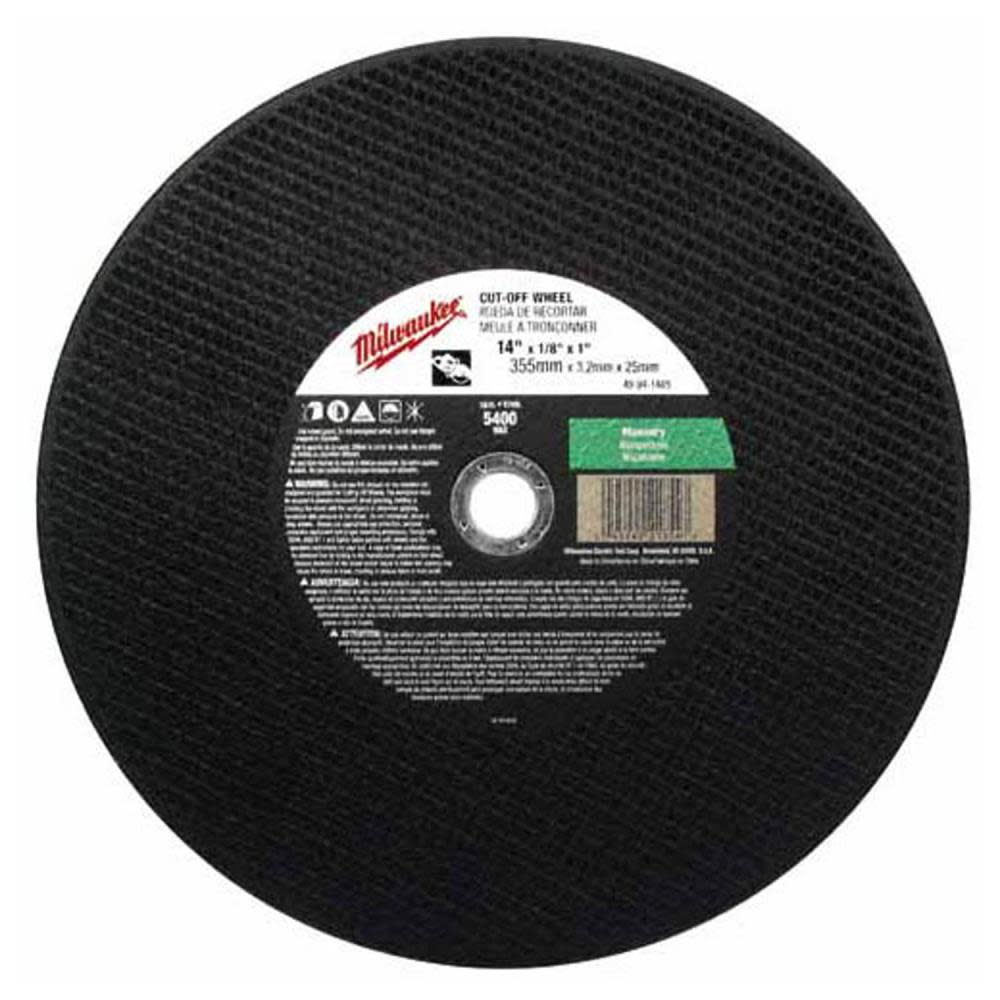 Milwaukee 14 in. x 1/8 in. x 1 in. Cut-Off Wheel (Type 1) - Flockneti