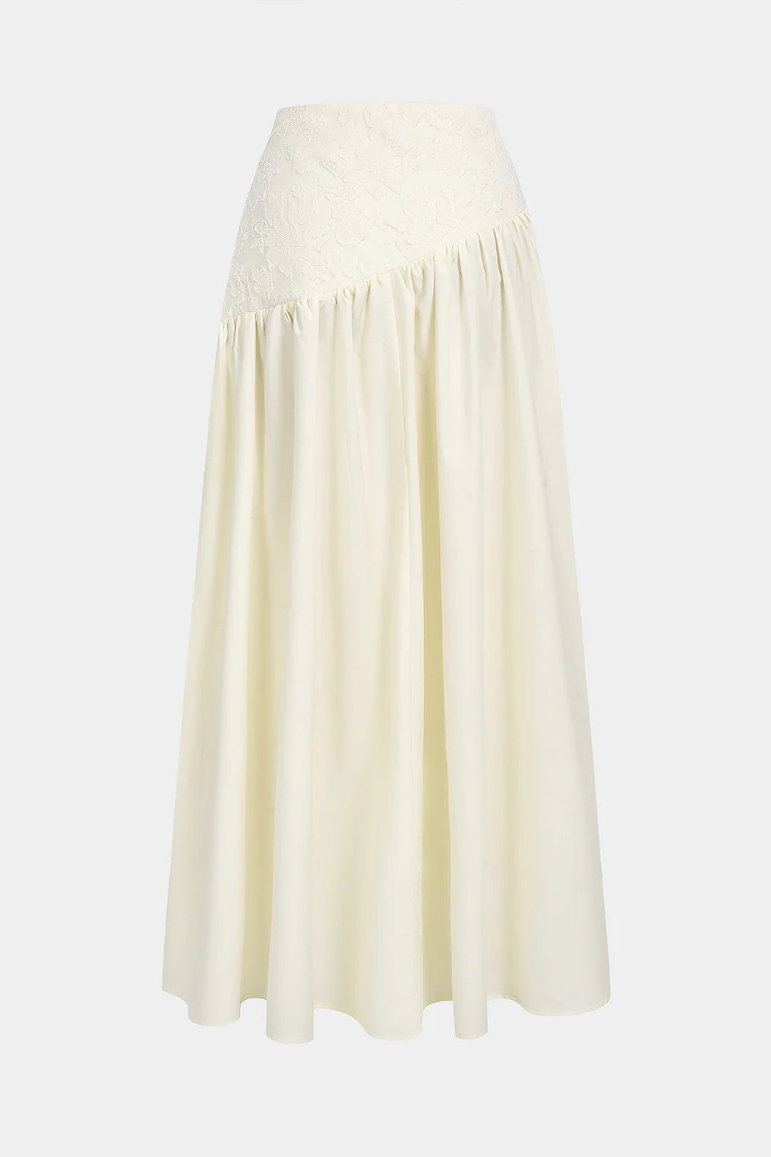 Lace Patchwork Textured Asymmetrical Ruched Skirt - Flockneti