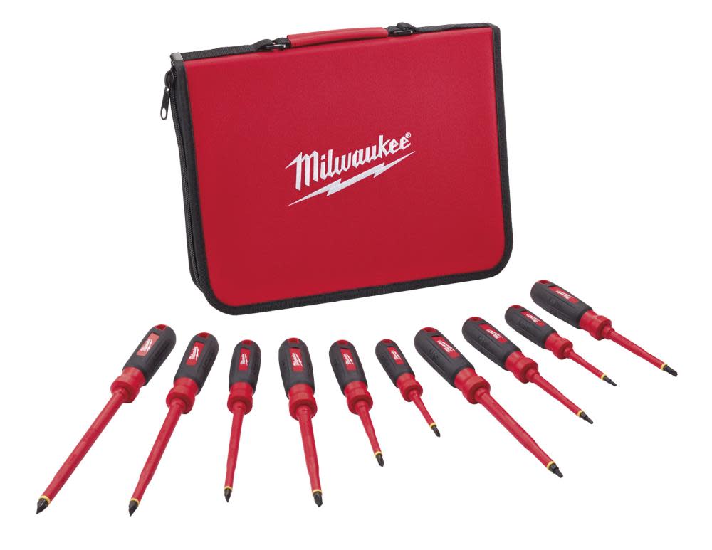 Milwaukee 10 pc. 1000V Insulated Screwdriver Set with EVA Foam Case - Flockneti