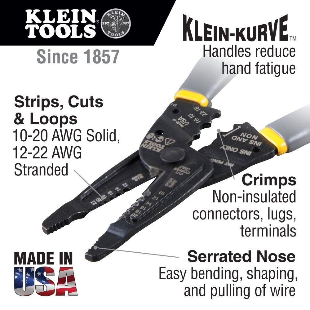 Klein Tools Long-Nose Wire Stripper/Crimper - Flockneti