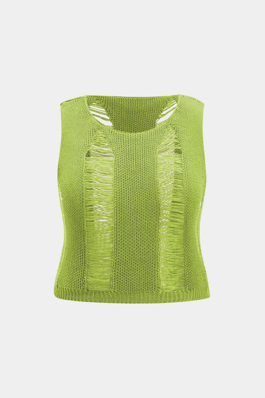 Plus Size Knit Distressed Ladder Tank Top - Flockneti