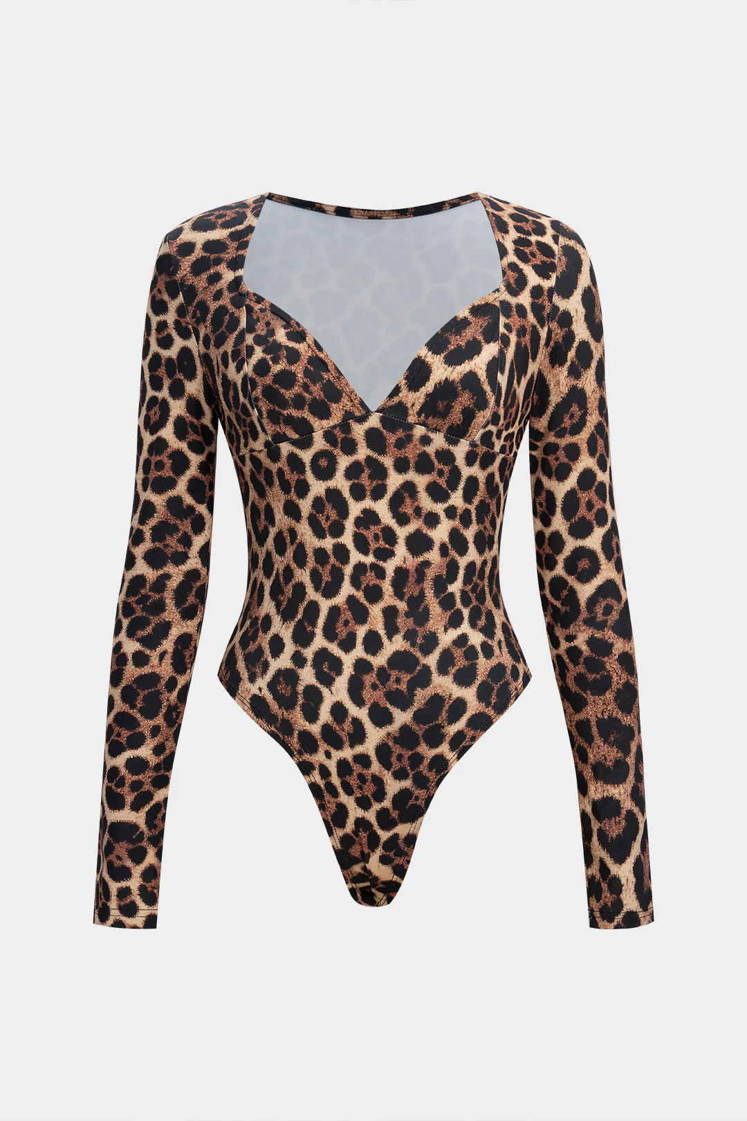 Leopard Print Long Sleeve Bodysuit - Flockneti