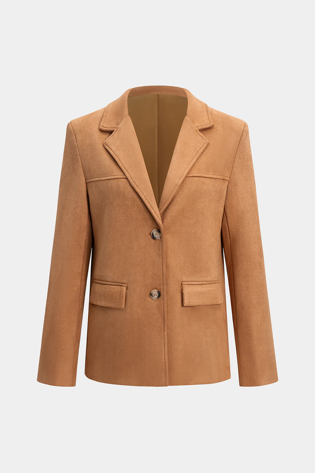 Suede Button Notched Lapel Jacket - Flockneti
