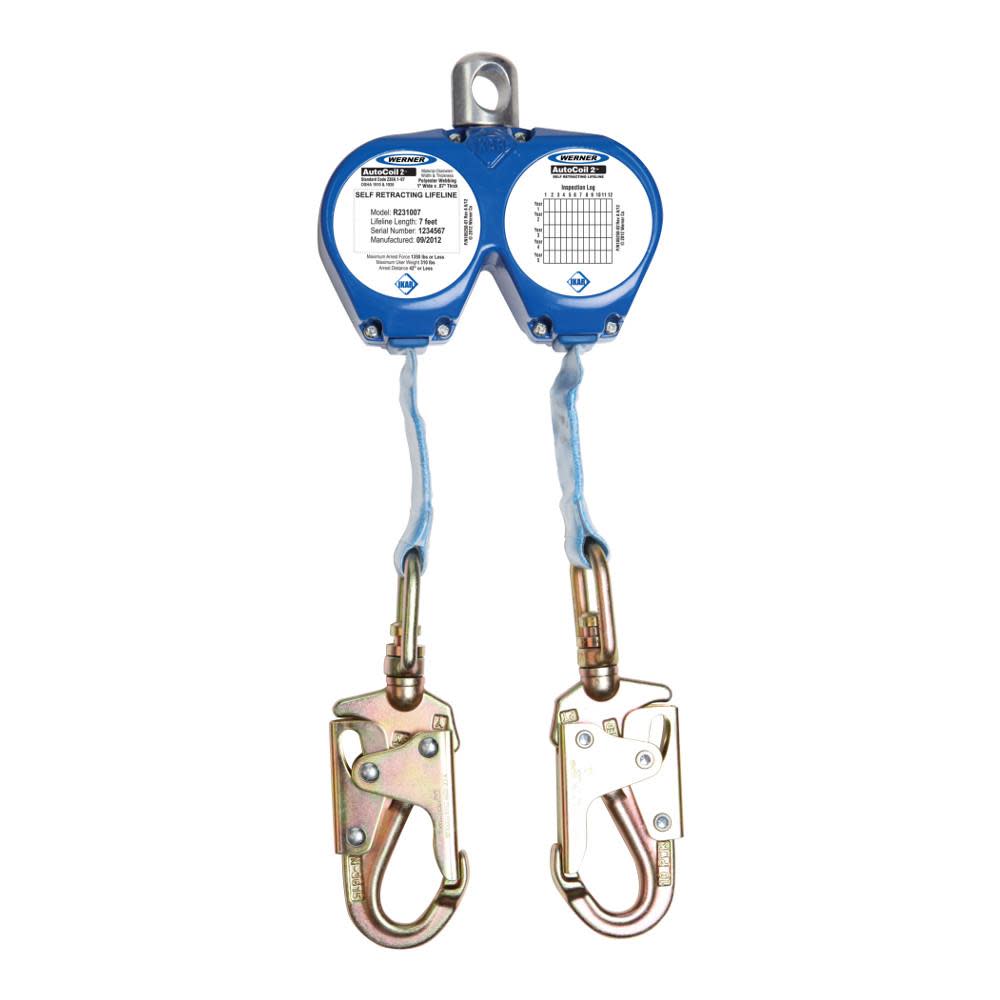 Werner 7 ft Dual Leg Web Self-Retracting Lifeline - Flockneti