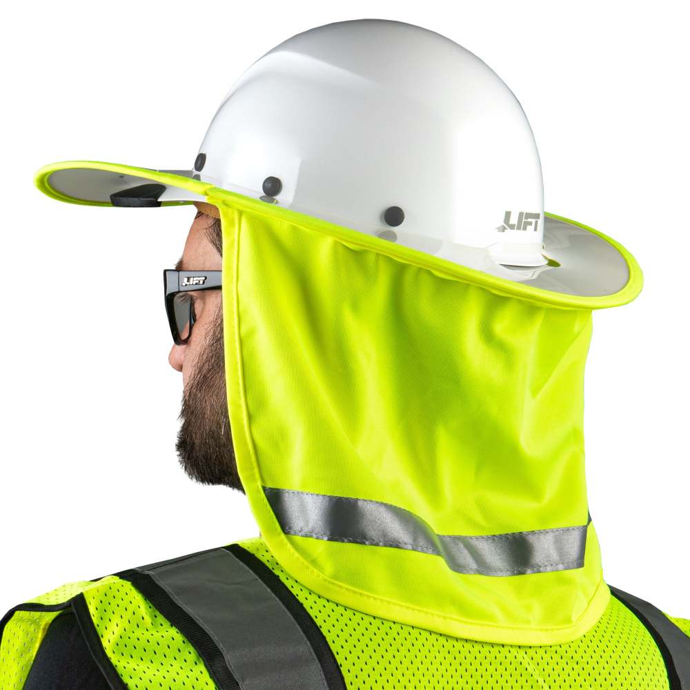 Lift Safety DAX Cap Style Hi-Viz Yellow Sunshade - Flockneti