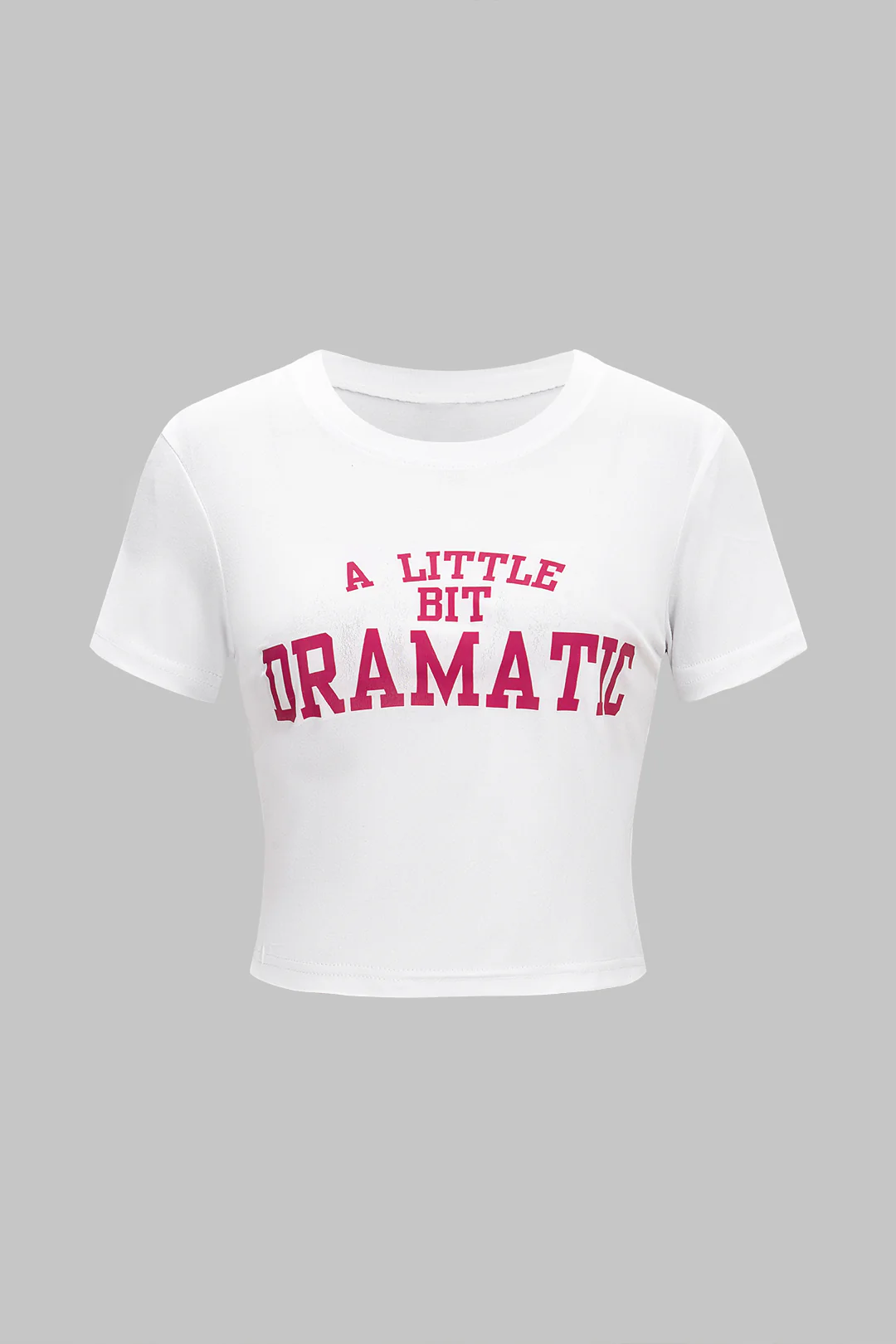 Letter Print Round Neck Short Sleeve T-Shirt - Flockneti