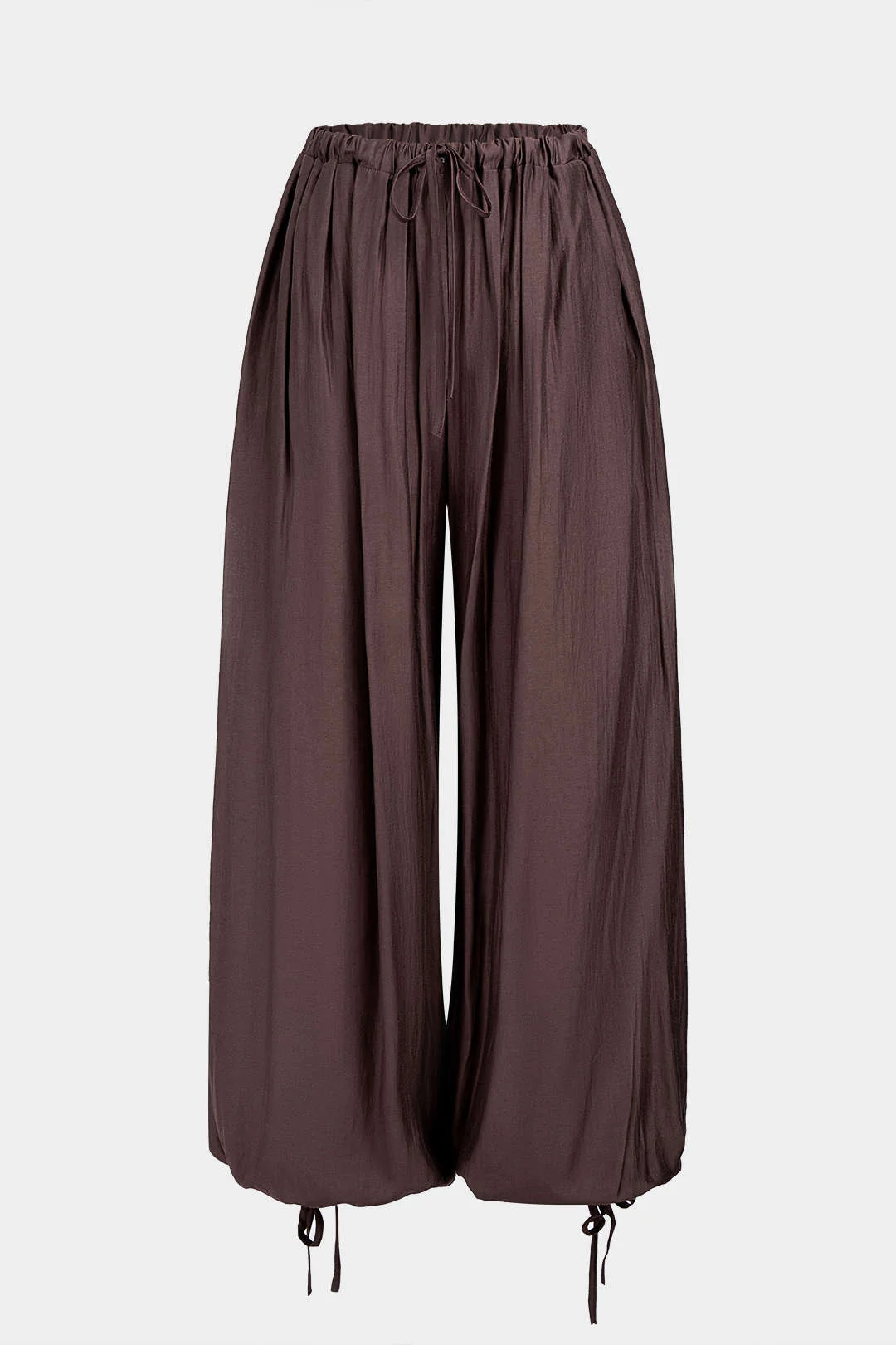 Ruched Drawstring Tie-Up High Waist Pants - Flockneti