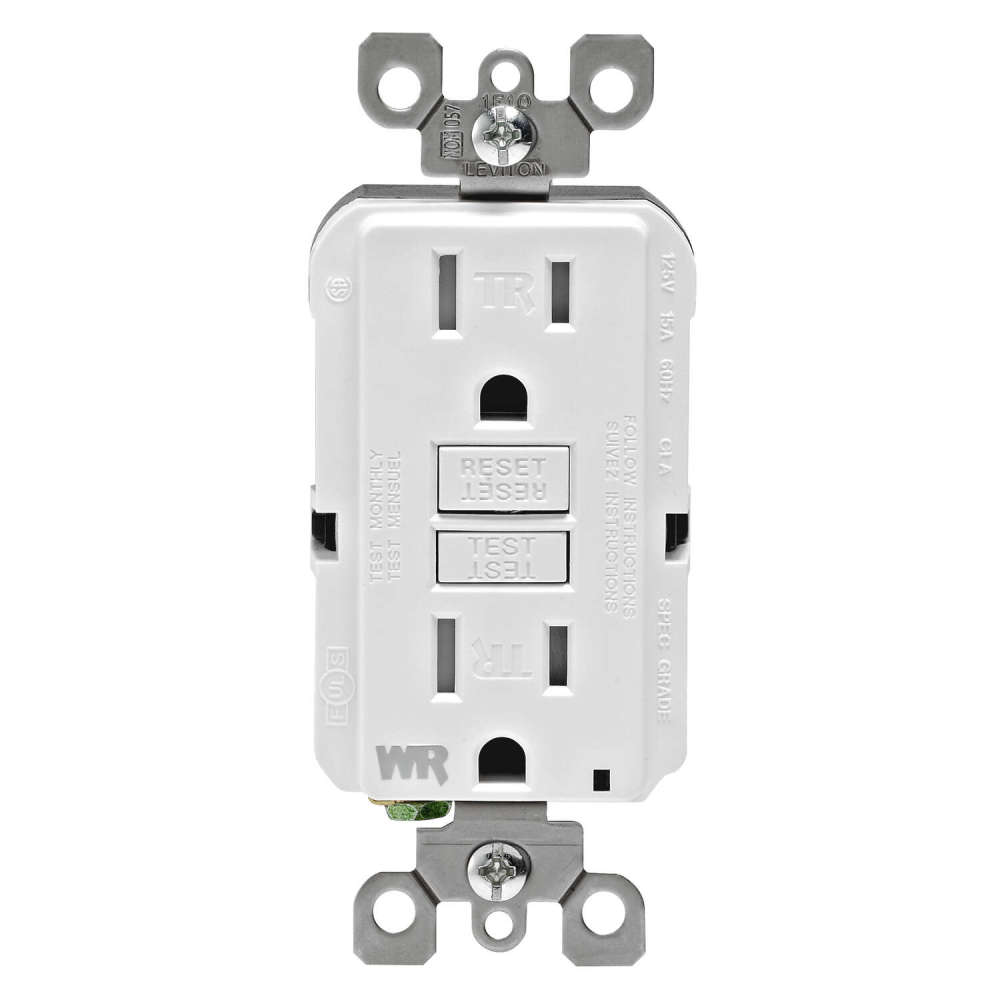 Leviton SmartlockPro GFCI Outlet 15A 125V Duplex White NEMA 5-15R - Flockneti