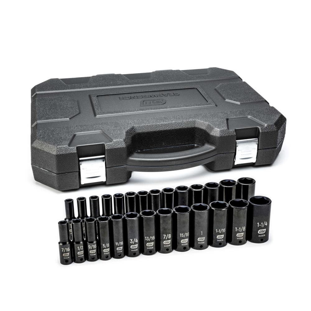 GEARWRENCH 27 Pc.1/2″ Drive 6 Point Deep Impact SAE/Metric Socket Set - Flockneti