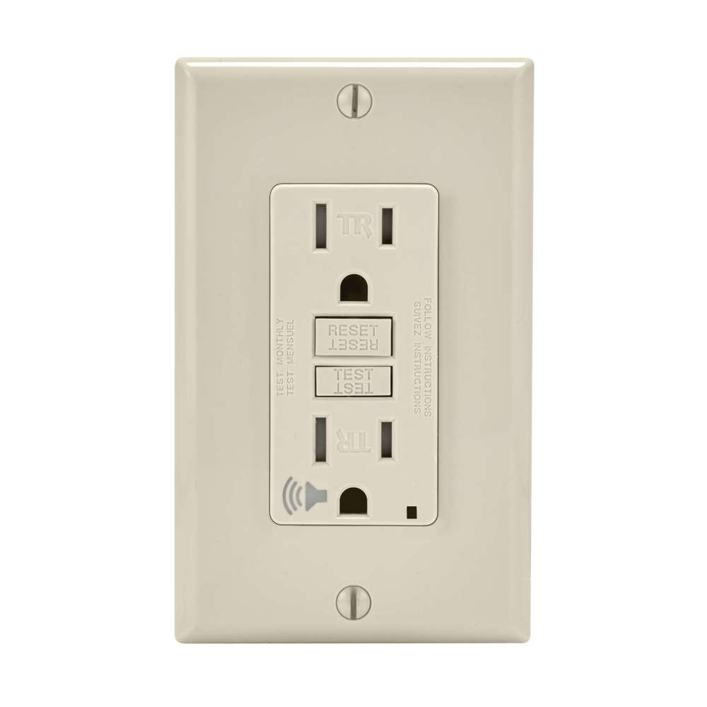 Leviton NEMA 5-15R Audible Outlet 15A 125V Light Almond - Flockneti