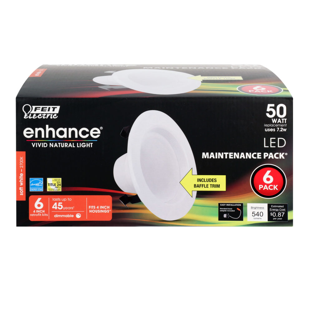 Feit Electric 4″ 7.2W LED Recessed Downlight with Baffle Trim - Flockneti