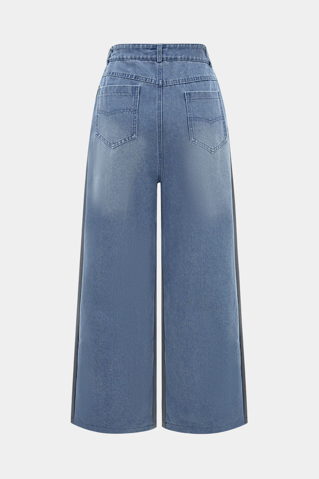 Shirred Patchwork Tie-Up Wide Leg Trousers - Flockneti