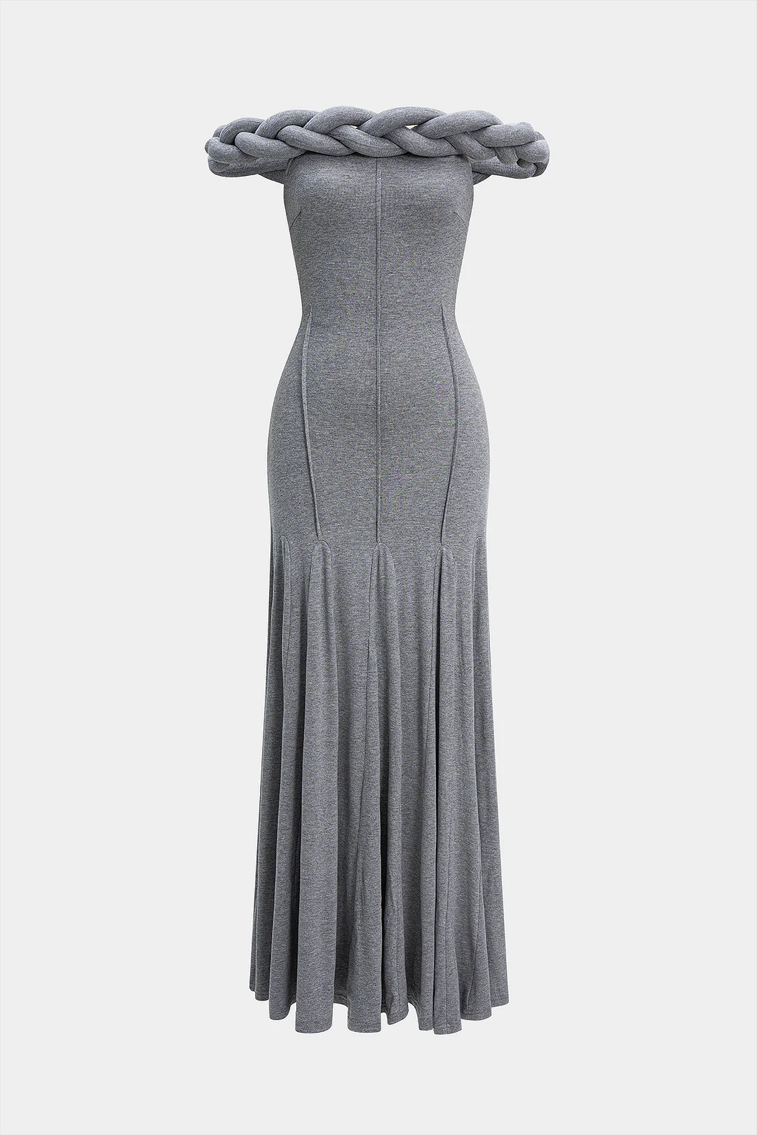 Off Shoulder Braided Ruched Maxi Dress - Flockneti