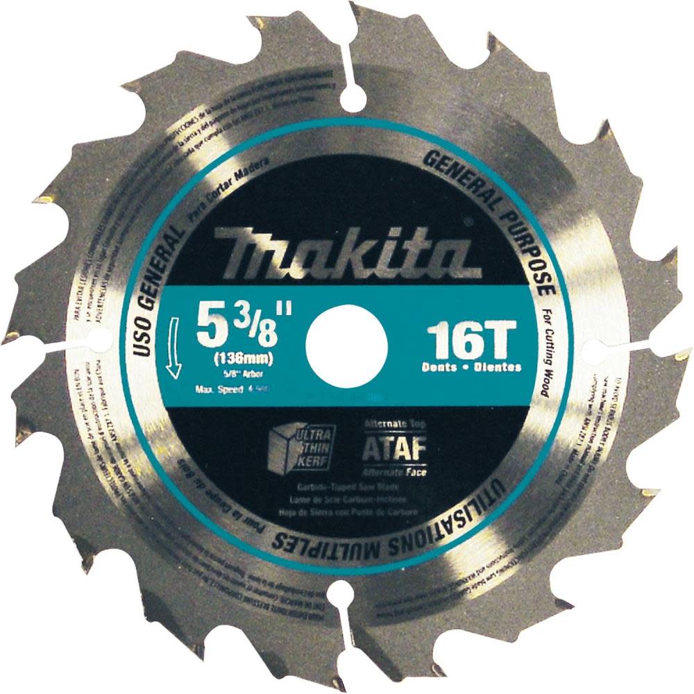 Makita 5-3/8 in. 16T Carbide-Tipped Circular Saw Blade General Purpose - Flockneti