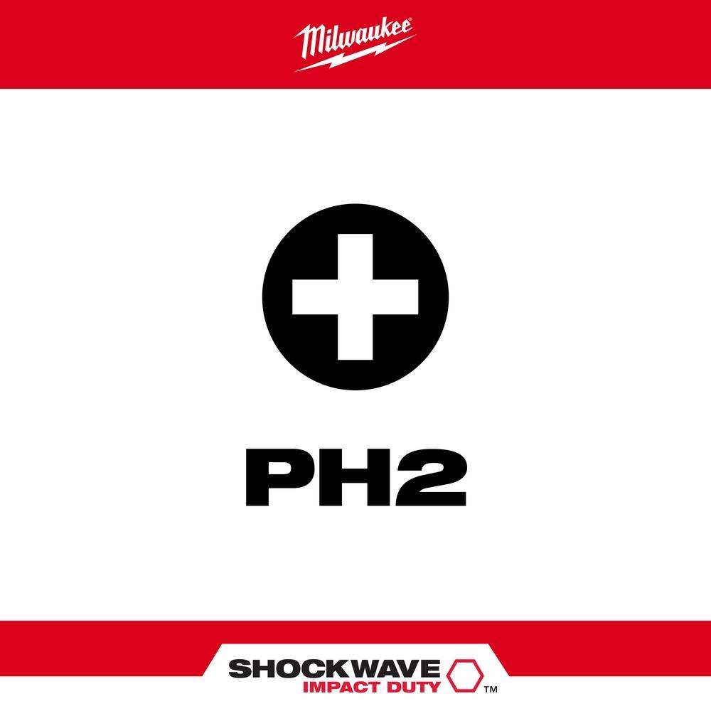 Milwaukee SHOCKWAVE 2 in. Impact Phillips #2 Power Bits (15-Piece Contractor Pack) - Flockneti