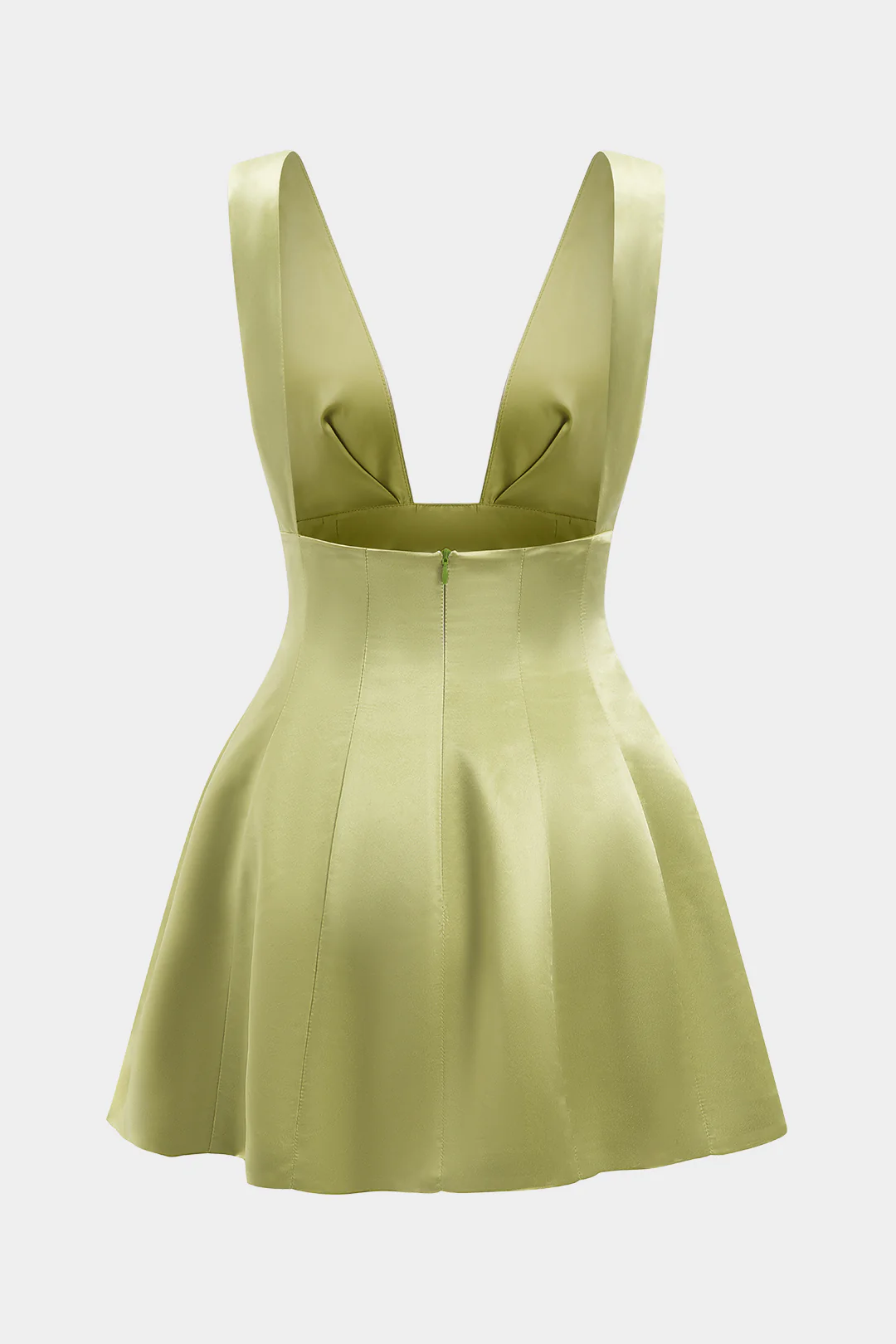 Satin Backless Pleated Sleeveless Mini Dress - Flockneti