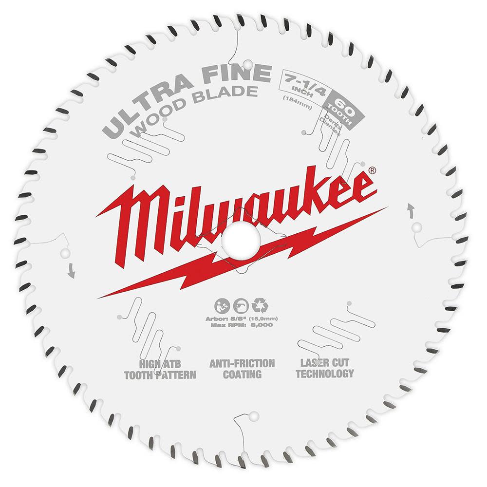 Milwaukee 7-1/4 in. 60T Ultra Fine Finish Circular Saw Blade - Flockneti