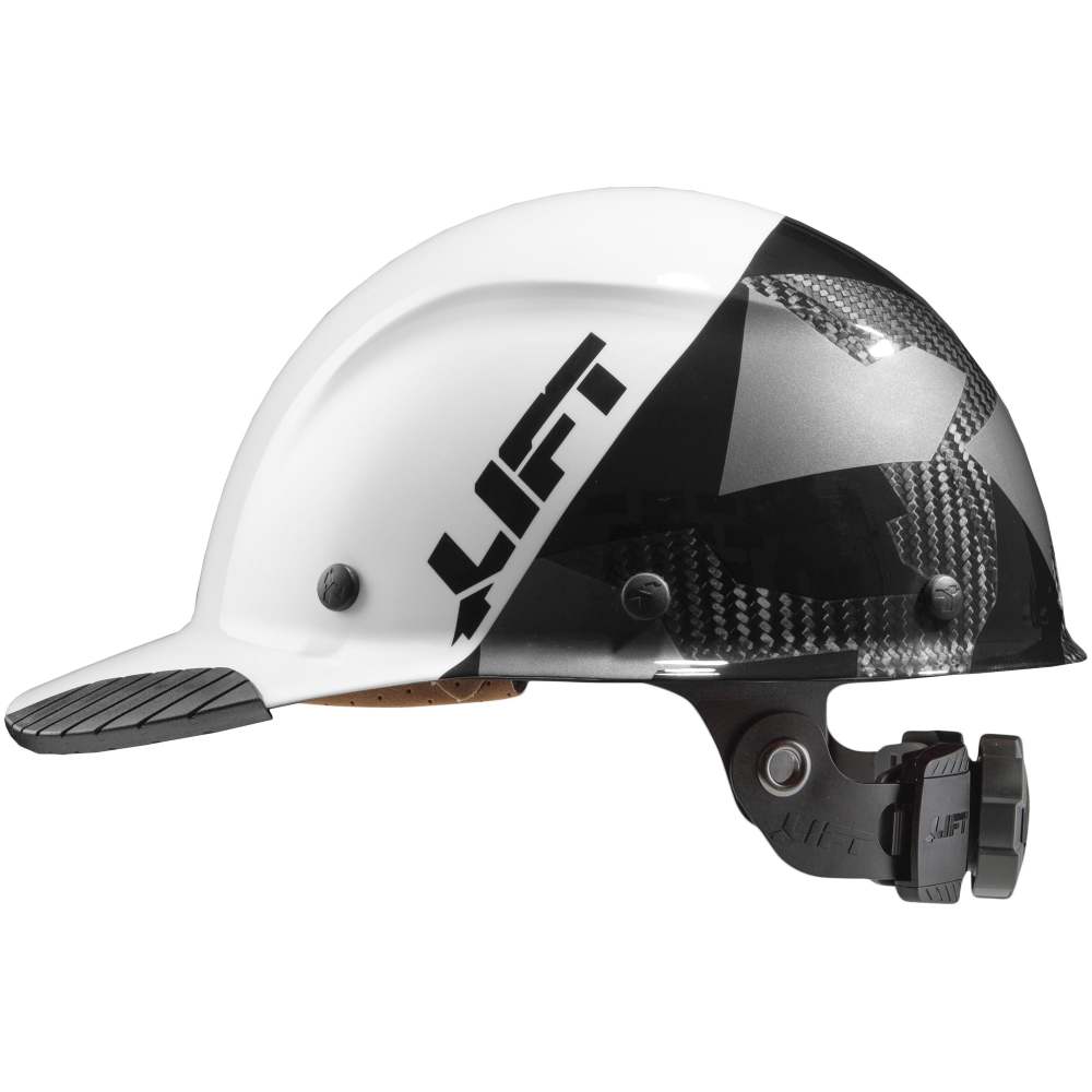 Lift Safety Hard Hat DAX FIFTY50 White/Black Camo CarbonFiber Cap - Flockneti