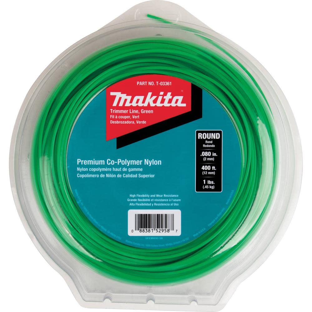 Makita Round Trimmer Line 0.080 Green 400 1 lbs. - Flockneti