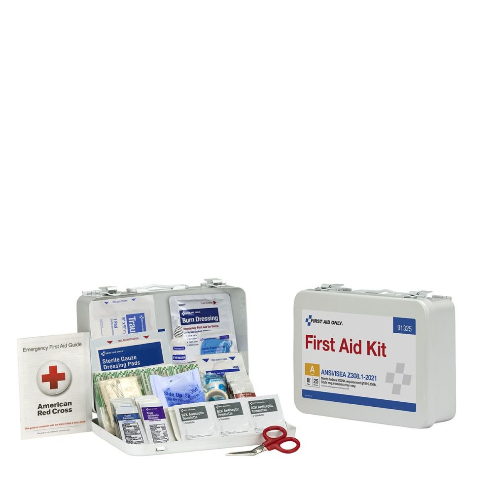 First Aid Only First Aid Kit 25 Person Metal Case ANSI Portable - Flockneti
