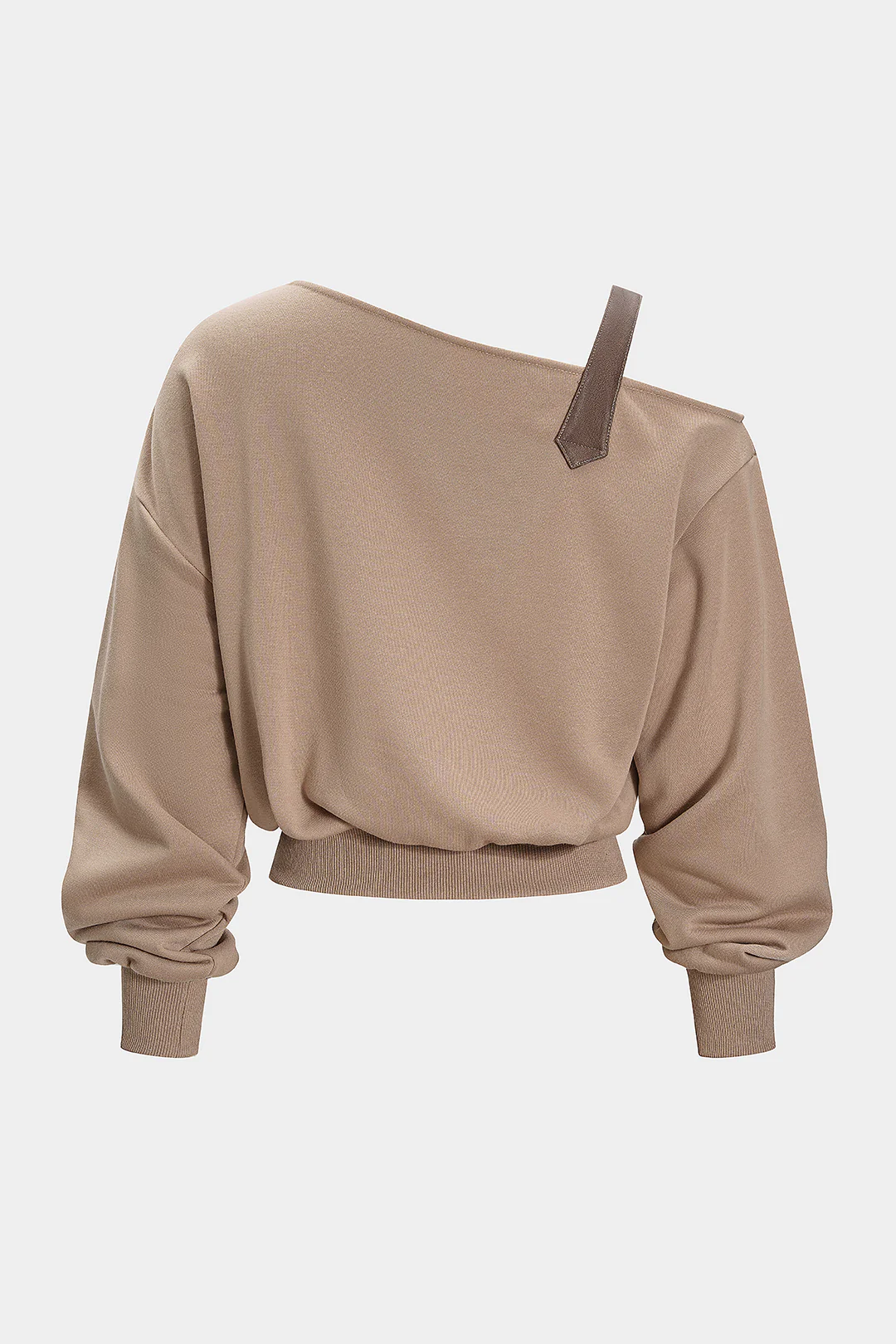 Asymmetrical Neck Ruched Long-Sleeve Top - Flockneti