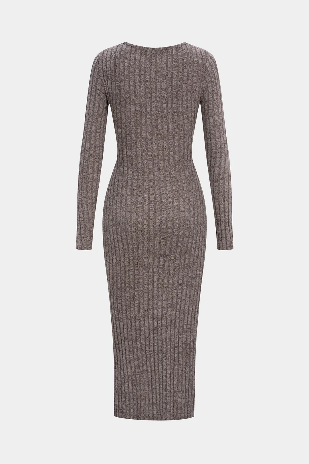 Knit Ribbed Cut Out Asymmetrical Dress - Flockneti