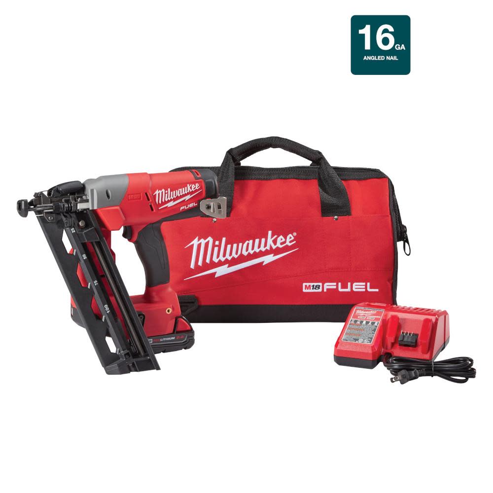 Milwaukee M18 FUEL 16 Gauge Angle Finish Nailer Kit - Flockneti