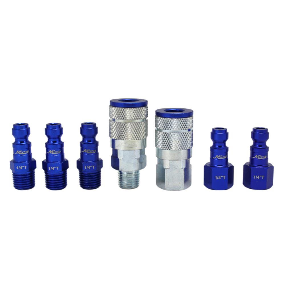 Milton ColorFit S-307TKIT Coupler & Plug Kit – (T-Style Blue) – 1/4″ NPT (7-Piece) - Flockneti