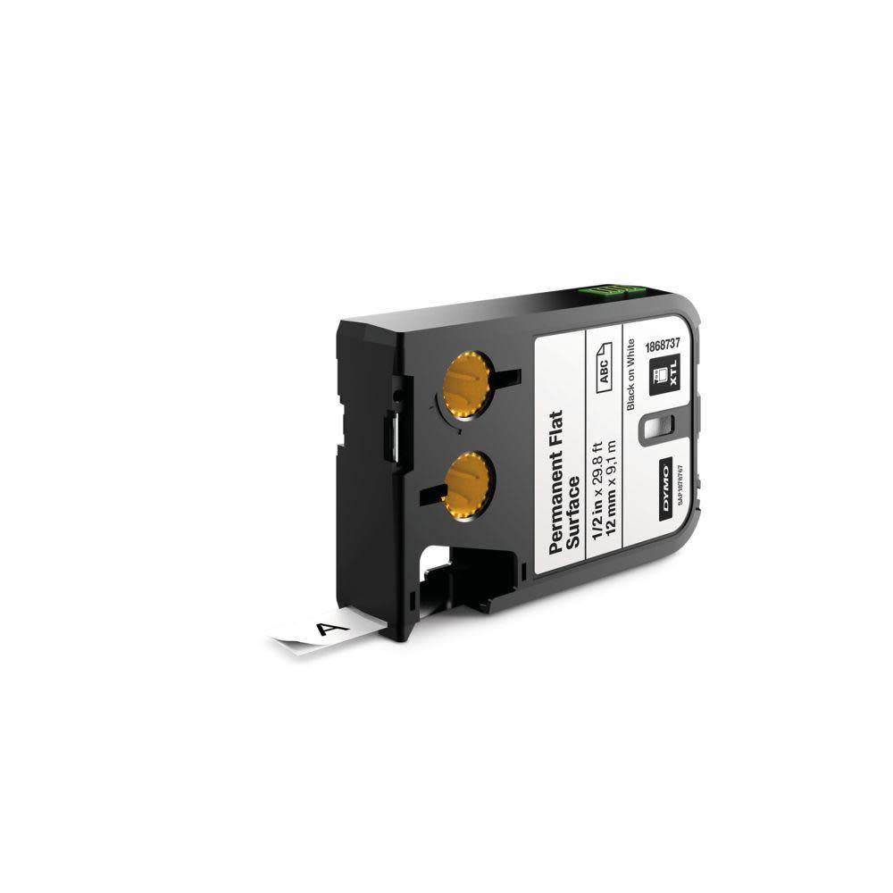 Dymo XTL 1/2 In. (12 mm) Permanent Flat Surface Black On White - Flockneti
