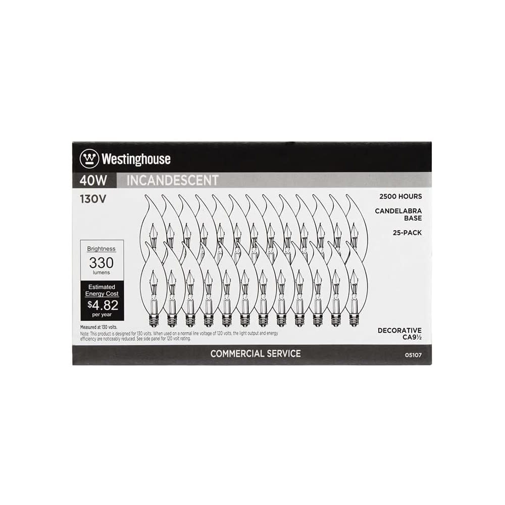 Westinghouse Incandescent Light Bulb 130V 40W 330 Lumens 25pk - Flockneti
