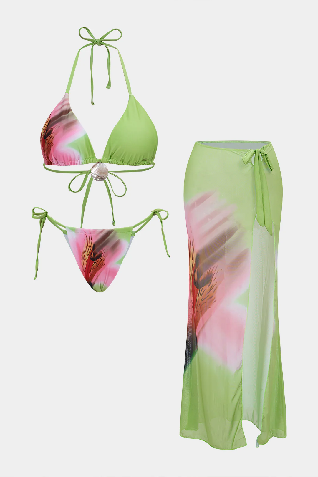 Floral Print Tie-Up Bikini Set - Flockneti