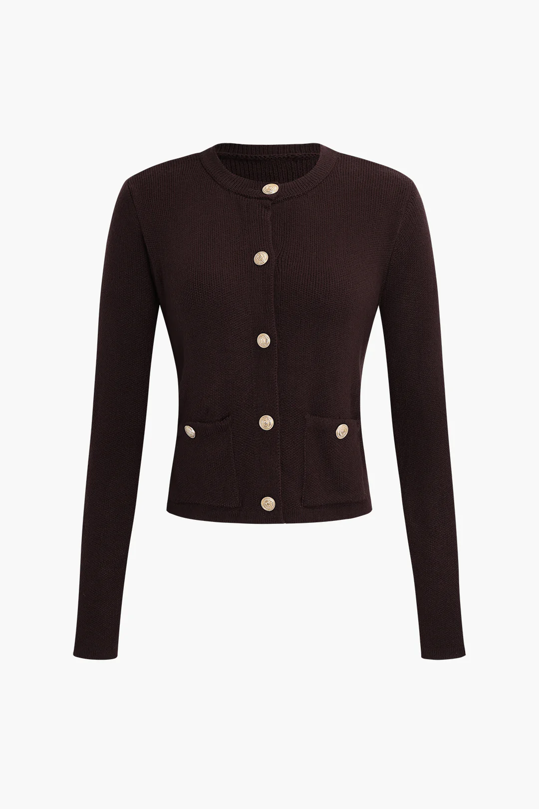 Knit Button Pocket Long Sleeve Cardigan - Flockneti