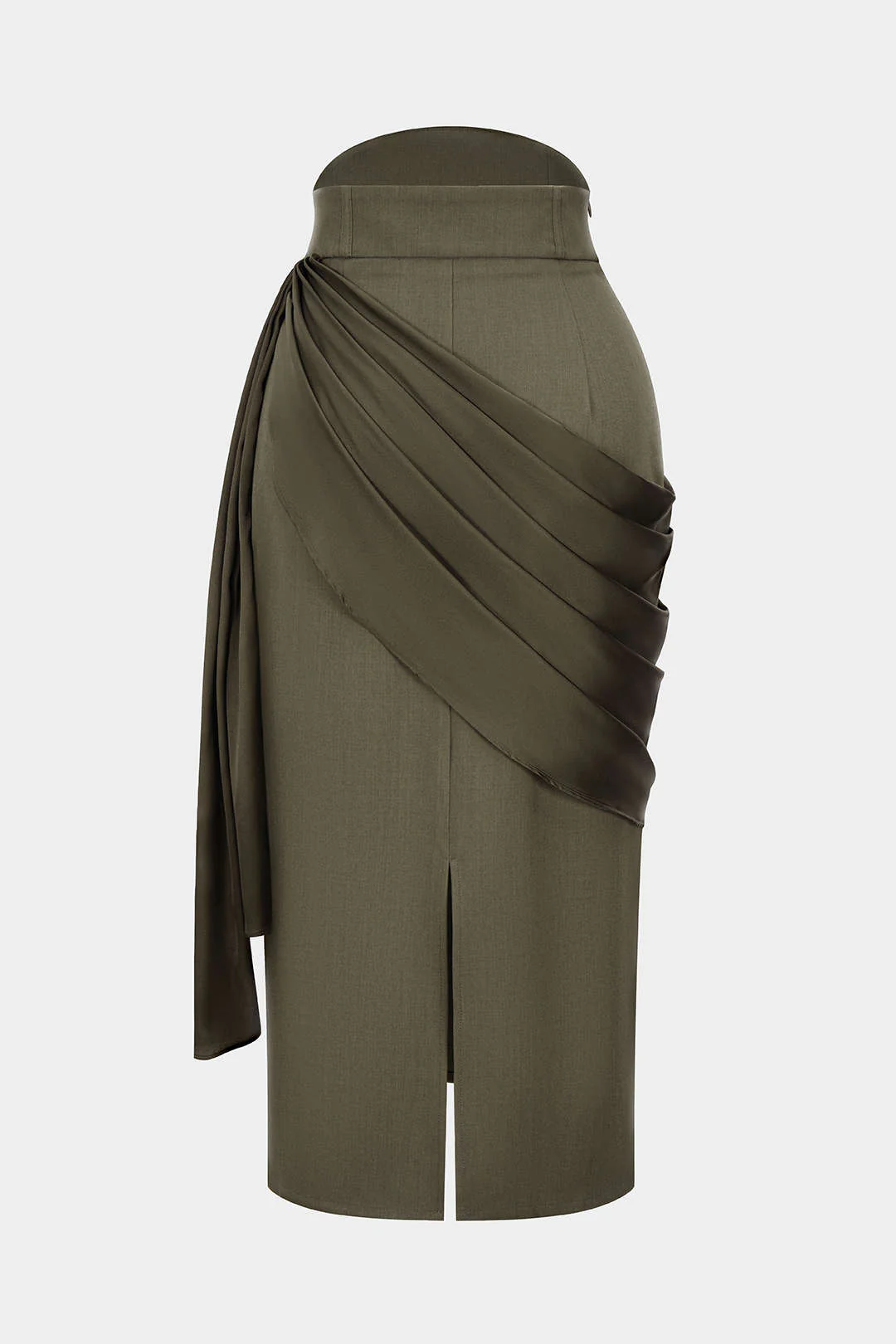 Satin Asymmetrical Ruched Skirt - Flockneti