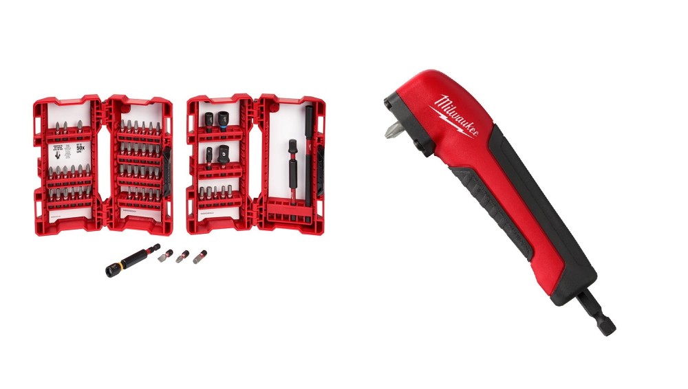 Milwaukee SHOCKWAVE Right Angle Adapter and 55pc Impact Drill and Drive Set Bundle - Flockneti
