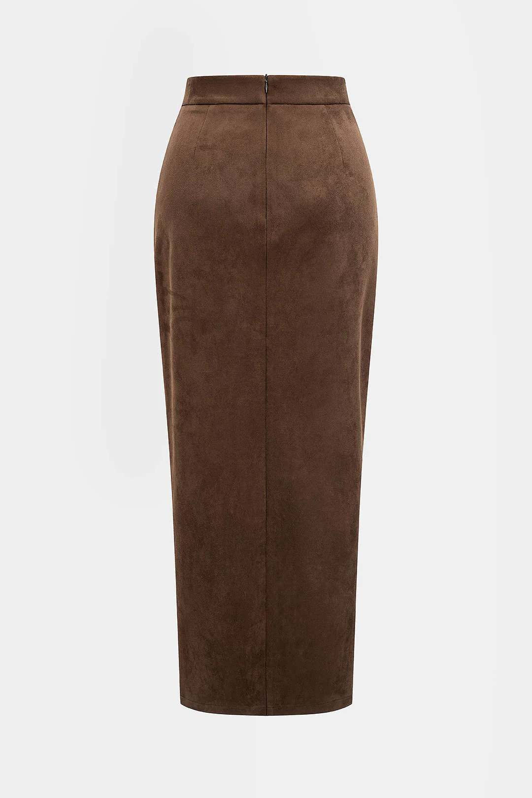 Suede Asymmetrical Ruched Side Split Zipper Skirt - Flockneti