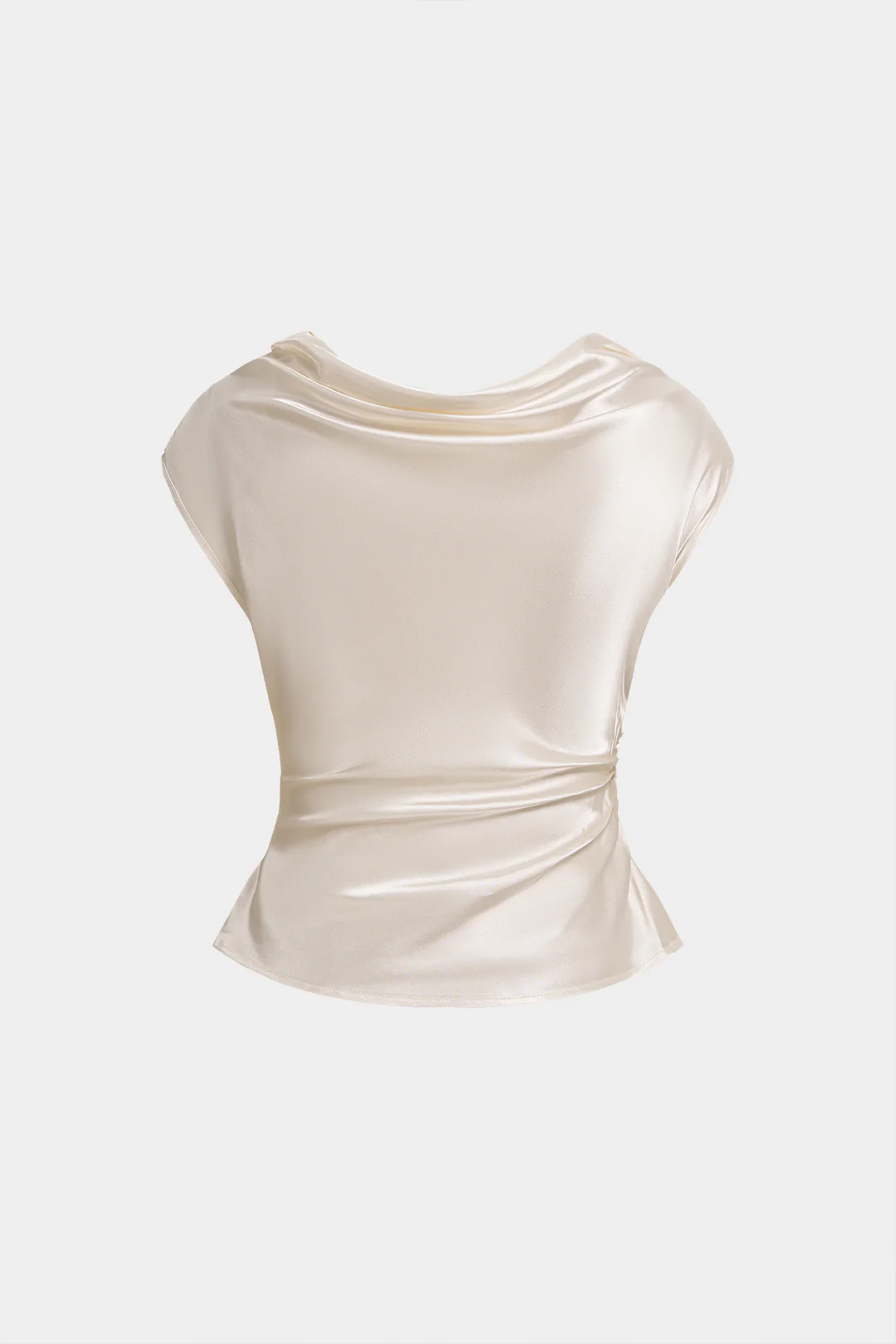 Satin Draped Neck Ruched Tank Top - Flockneti
