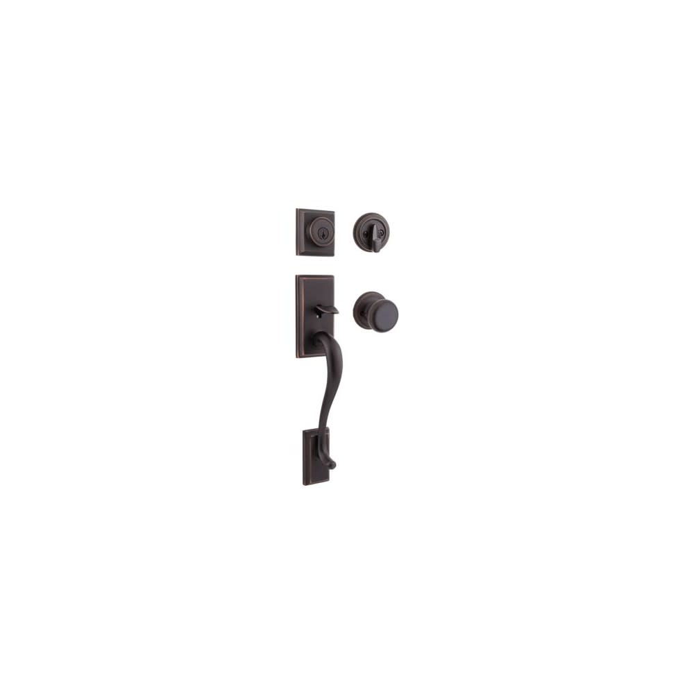 Kwikset Venetian Bronze Keyed One Side Hawthorne Handleset with Juno Knob - Flockneti