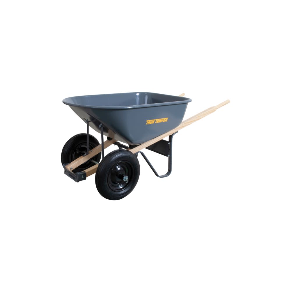 True Temper Wheelbarrow with Dual Wheel 6 Cu Ft Steel - Flockneti