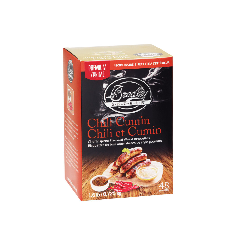 Bradley Smoker Premium Chili Cumin Wood Bisquettes 48pk - Flockneti