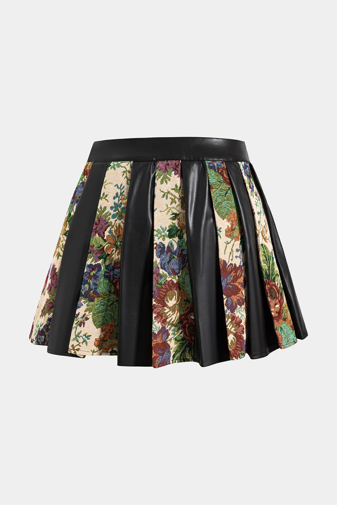 Jacquard Faux Leather Patchwork Skirt - Flockneti