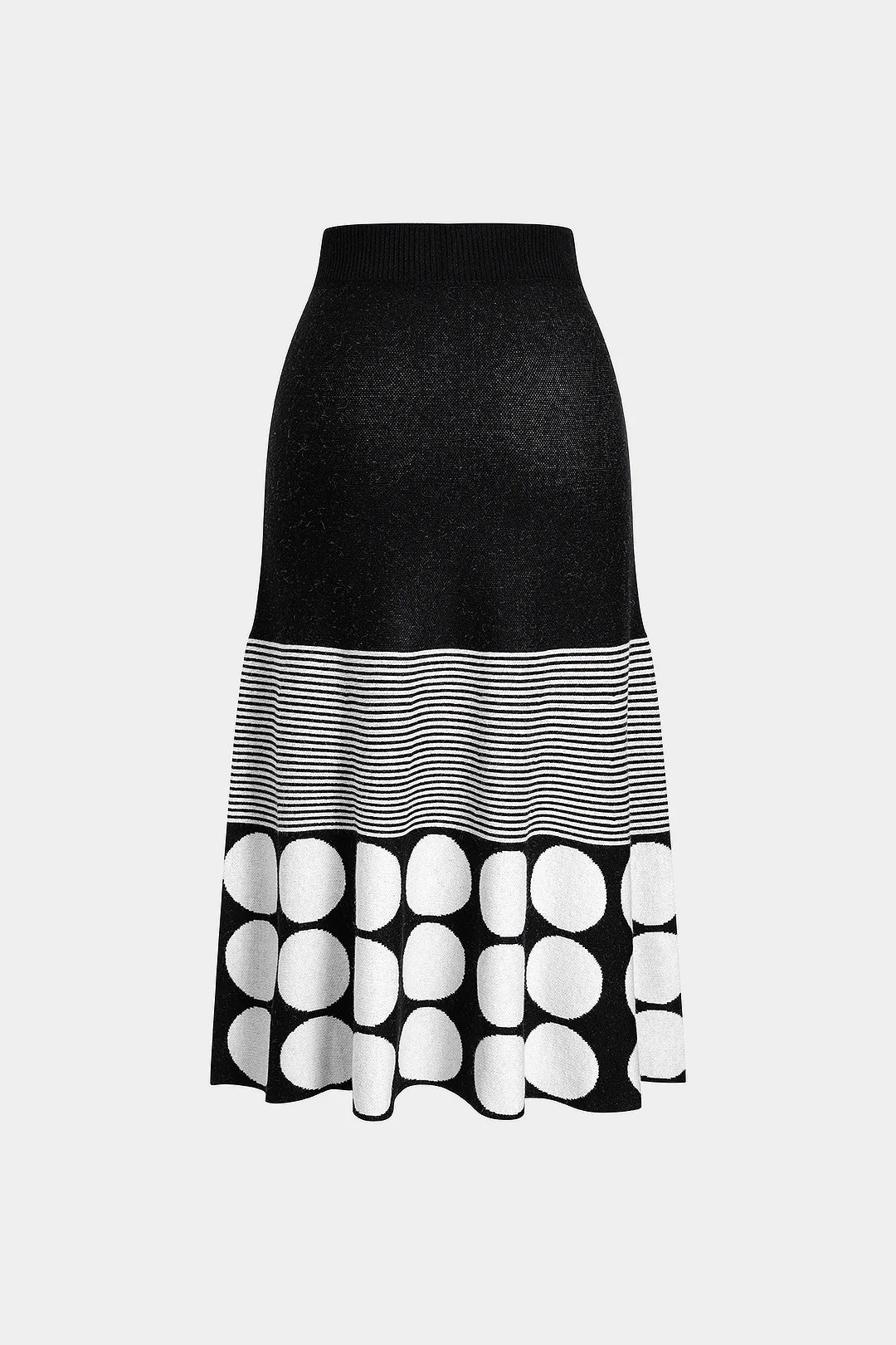 Knit Contrast A-Line Skirt - Flockneti