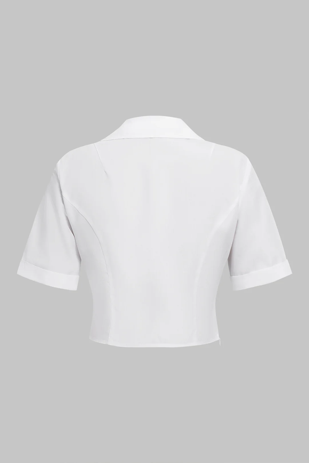 V-Neck Lapel Ruched Short Sleeve Shirt - Flockneti