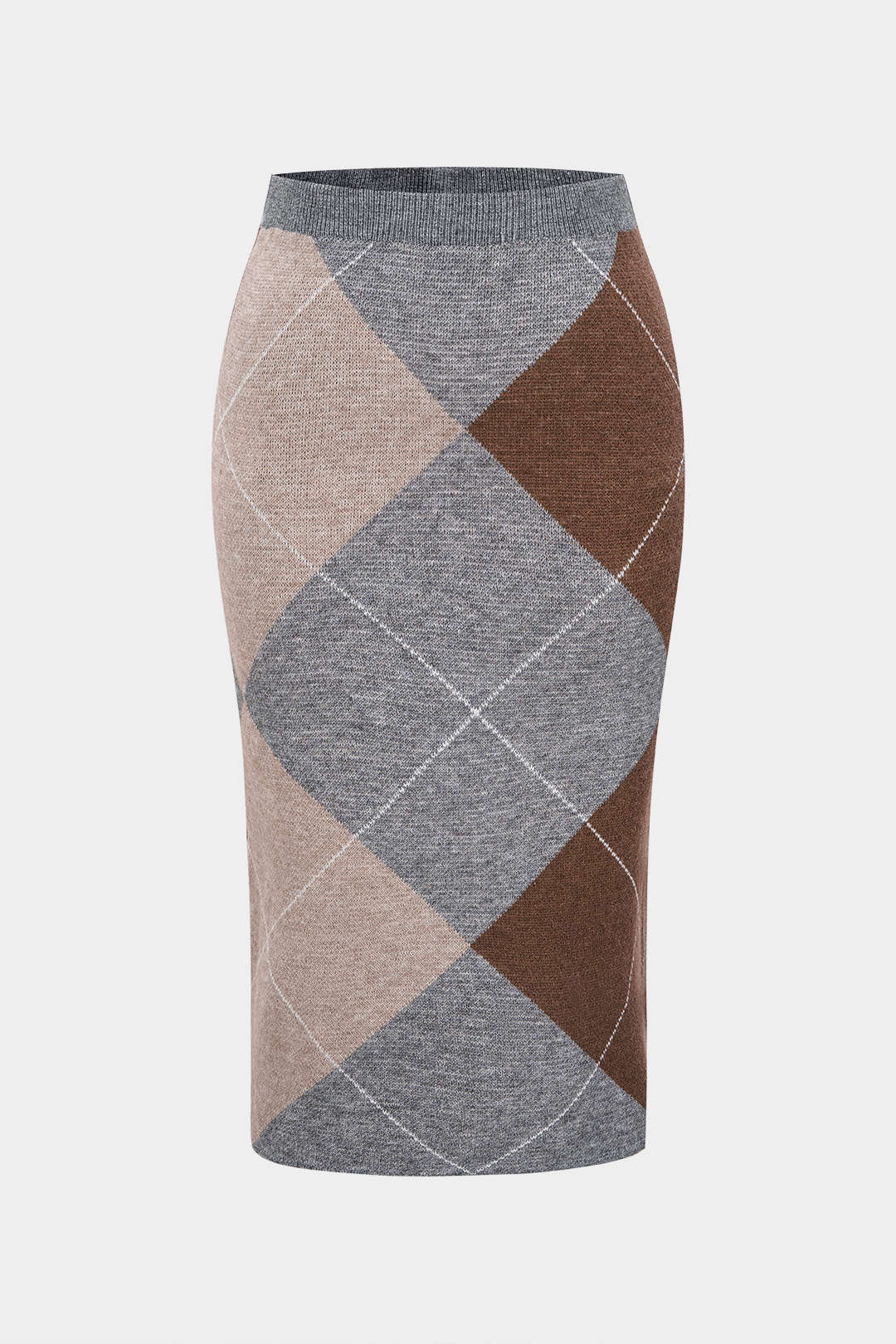 Plus Size Knit Contrast Plaid Print Skirt - Flockneti