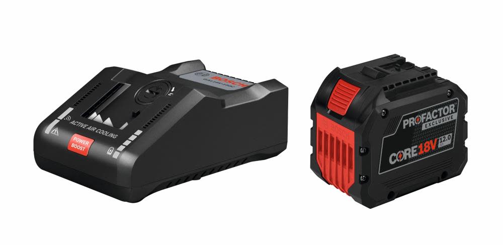 Bosch 18V CORE18V PROFACTOR Endurance Battery and Charger Starter Kit with 1 CORE18V 12Ah PROFACTOR Exclusive Battery and 1 GAL18V-160C 18V Lithium-Ion Battery Turbo Charger - Flockneti